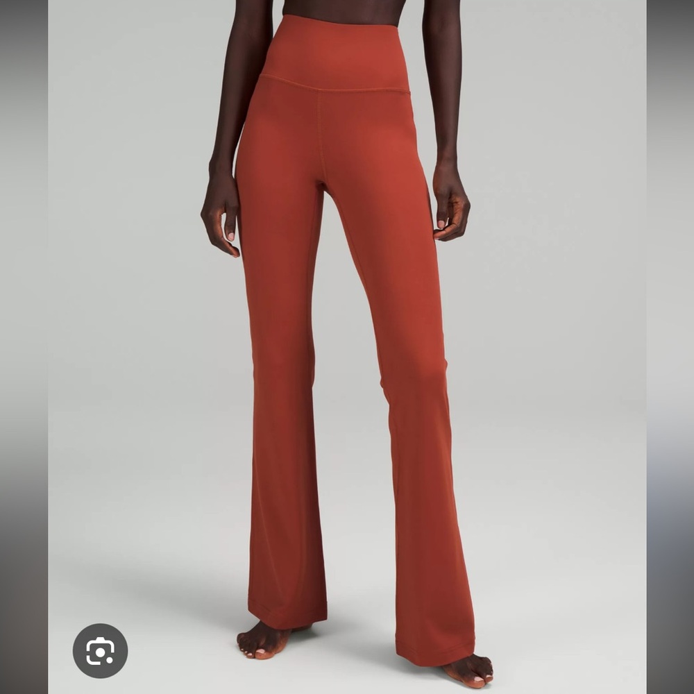 Lululemon Burnt Orange Super High Waisted Nulu Groove Flare Leggings Size 12